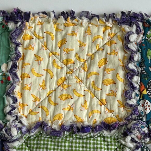 Handmade Rag Quilt Dominate Ragtime Children Nursery Lap Patchwork 43 X 37 Inch - Picture 10 of 16